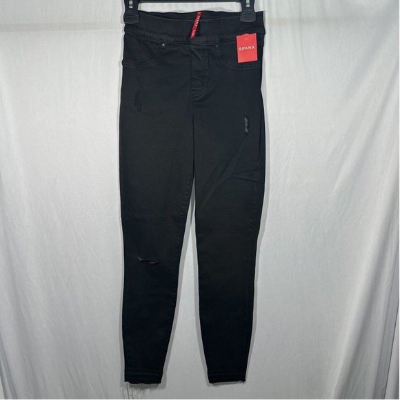 NWT $128 Spanx [ XS SMALL ] Distressed Skinny‎ Jean in Vintage Black - Picture 4 of 13